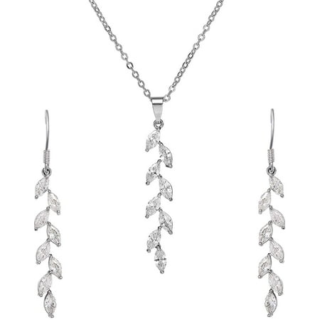 Cubic Zircon Cz Crystal Necklace Earrings Jewelry Set For Women Wedding Gifts 